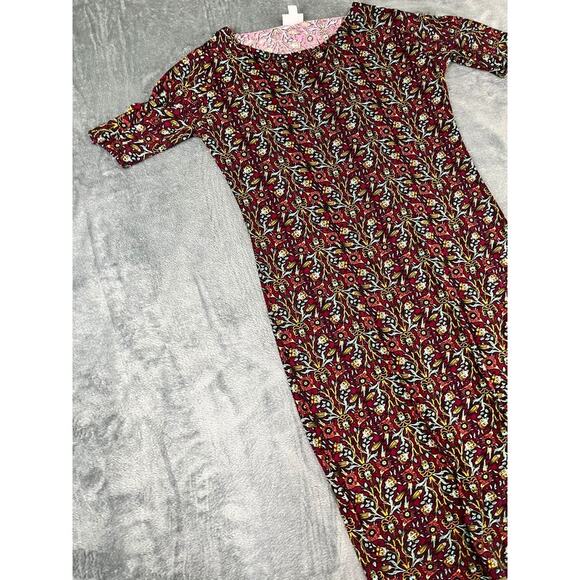 Women's LuLaRoe Floral Print Dress Size Small Burgundy Boho Julia Style - Exc - Picture 9 of 10